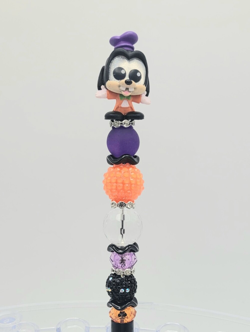 Decorative Purple & Orange Goofy Beaded Ballpoint Pen